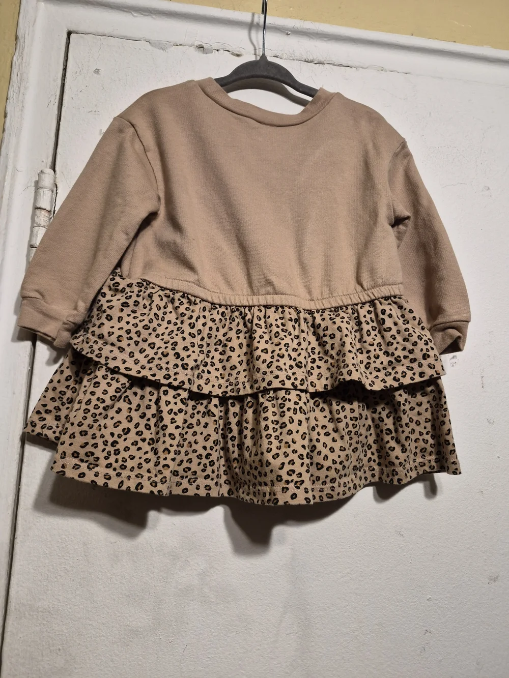 Carter's Toddler Leopard Print Tiered Matching Cotton Dress Set in Tan Size 18M